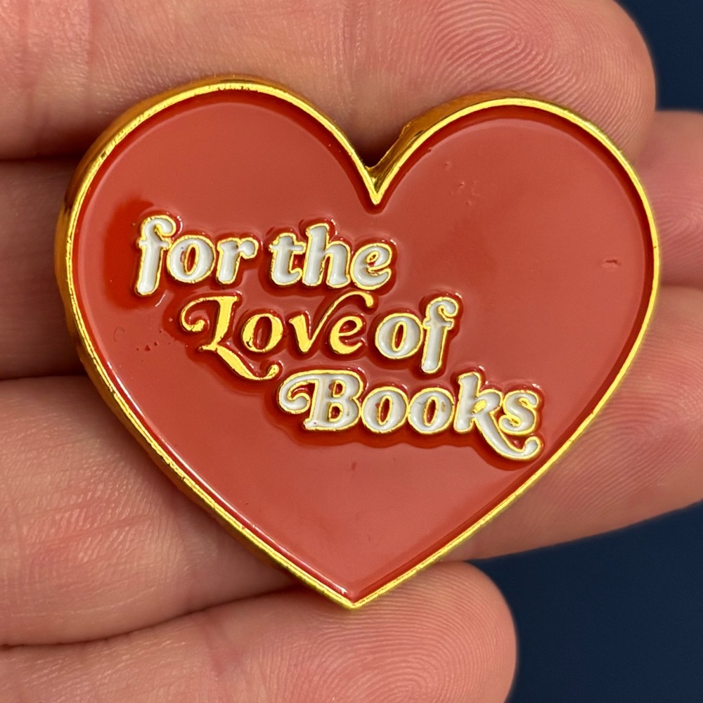 Heart Enamel Pin "For the Love of Books"